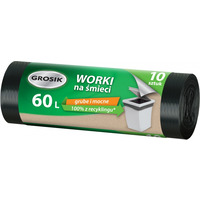 Worki na �mieci GROSIK, LDPE, 60l, 10 szt., czarne