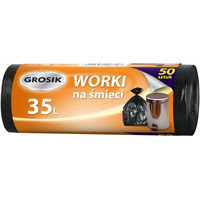 Worki na �mieci GROSIK, HDPE, 35l, 50 szt., czarne