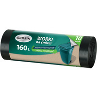 Worki na �mieci GROSIK, LDPE, 160l, 10 szt., czarne