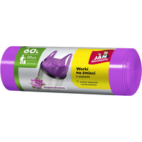 Worki na �mieci JAN NIEZB�DNY, HDPE, t-shirt, 60l, 20szt., fioletowe