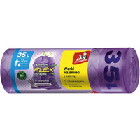 Worki na �mieci JAN NIEZB�DNY, magnum flex, z ta�m�, 35l, 15szt., lawendowe
