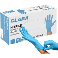 R�kawice nitrylowe bezpudrowe CLARA, 100 szt., rozmiar XL, niebieskie