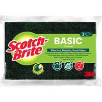 Zmywak do szorowania SCOTCH BRITE Basic, w�&oacute;knina, 3 szt., zielony