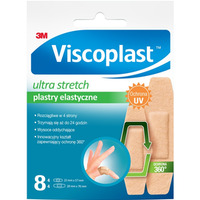 Plastry VISCOPLAST Ultra Stretch, elastyczne, 2 rozmiary, 8 szt., kopertka