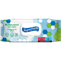 Chusteczki nawilżane antybakteryjne SUPERFRESH, z klapką, 72 szt