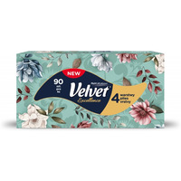 Chusteczki kosmetyczne VELVET Excellence, 4-warstwowe, 90 listk&oacute;w, bia�e