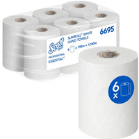 R�cznik papierowy w roli SCOTT Essential Slimroll, 1-warstwowy, 190 m, 760 listk&oacute;w, 6 rolek, bia�y