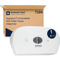 Dozownik podw&oacute;jny do papieru toaletowego KIMBERLY-CLARK, 7186, centralne odwijanie, bia�y