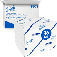 Papier toaletowy sk�adany SCOTT Control, 2-warstwowy, 18, 6x11cm, 36x250 listk&oacute;w, bia�y