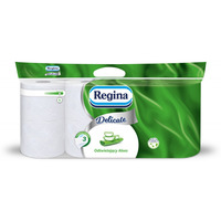 Papier toaletowy REGINA Delicate Aloes, 3-warstwowy, 18m, 150 listk&oacute;w, 8 rolek, bia�y